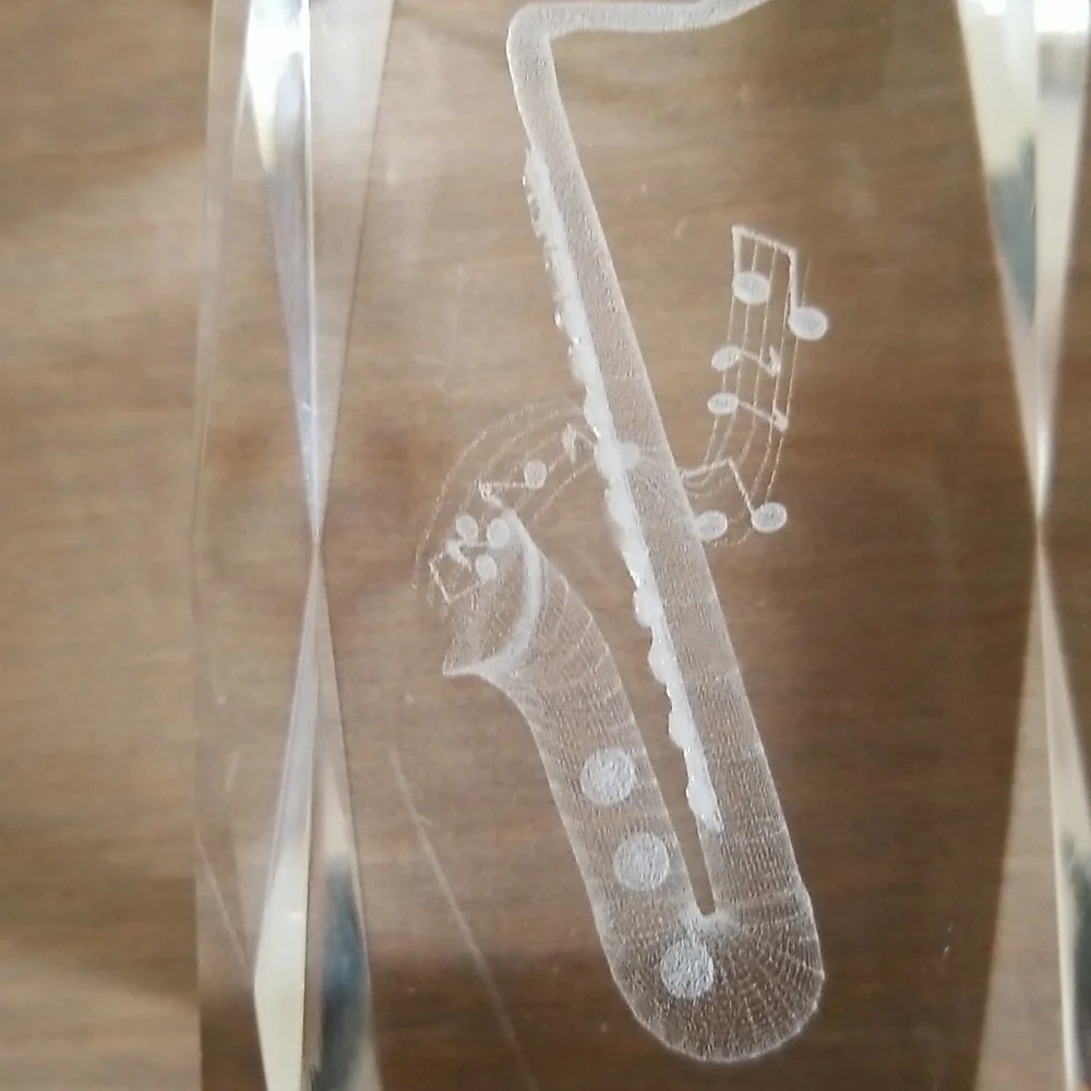 Crystal Prism Glass with Saxophone